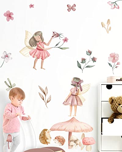 Vinyl Flower Angel Fairy Wall Decal Stickers Girls Room Decals Peel And Stick For Nursery Kids Bedroom Playroom Bathroom Wall Decor #TOP6
