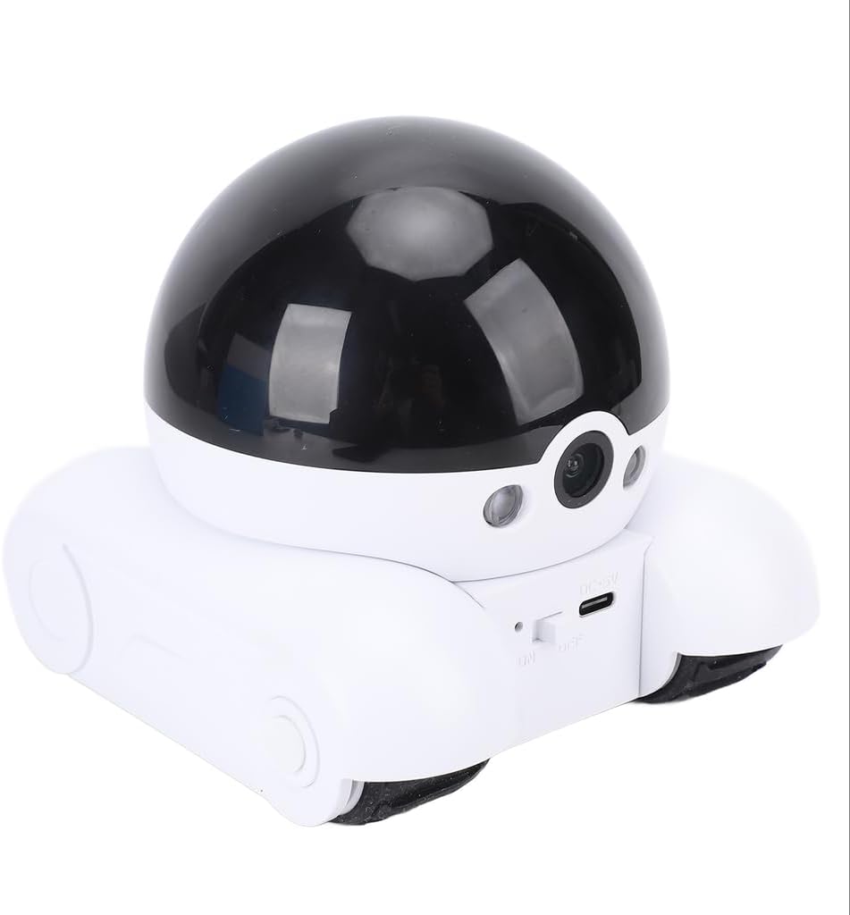 Diyeeni Mini 1080P Camera Robot, Movable Pet Cameras Indoor with Dual Lens, WiFi Home Security Camera, 2-Way Audio, Motion Detection, Phone App Control, Battery Powered