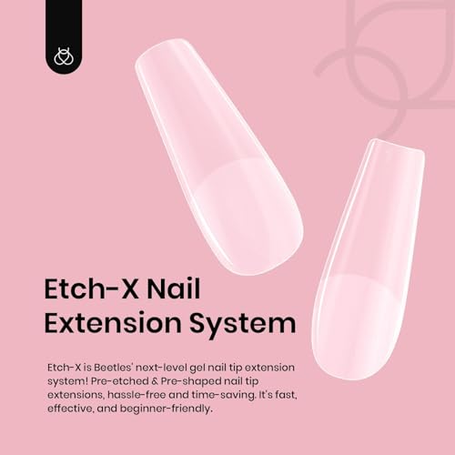 Image of Beetles Coffin Long Gel Nail Tips -Pre-Etched Half Matte Full Cover