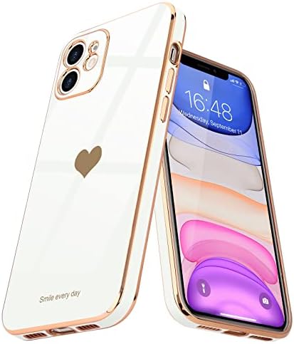 Teageo for iPhone 11 Case Cute Heart Pattern for Women Girls Slim Luxury Bling Plating Soft TPU Anti-Scratch Shockproof Bumper Phone Case for iPhone 11, Black