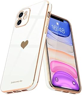 Teageo for iPhone 11 Case Cute Heart Pattern for Women Girls Slim Luxury Bling Plating Soft TPU Anti-Scratch Shockproof Bumper Phone Case for iPhone 11, White