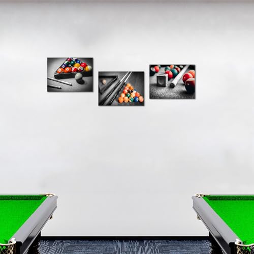 Canvbay 3 Pieces Wall Art Colorful Billiard Balls in Black White Pool Table Canvas Prints Snooker Shooting Pictures Leisure Sport Poster for Game Room Club Bar Home Decor by Canvbay - Used condition - Image 5