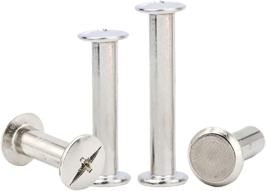 Binding Screws M3 M4 M5 M6 Stainless steel Head Rivet Assembly Bolt for Book Binding DIY Leather Craft(16mm,OD 6mm(M5) 5sets)
