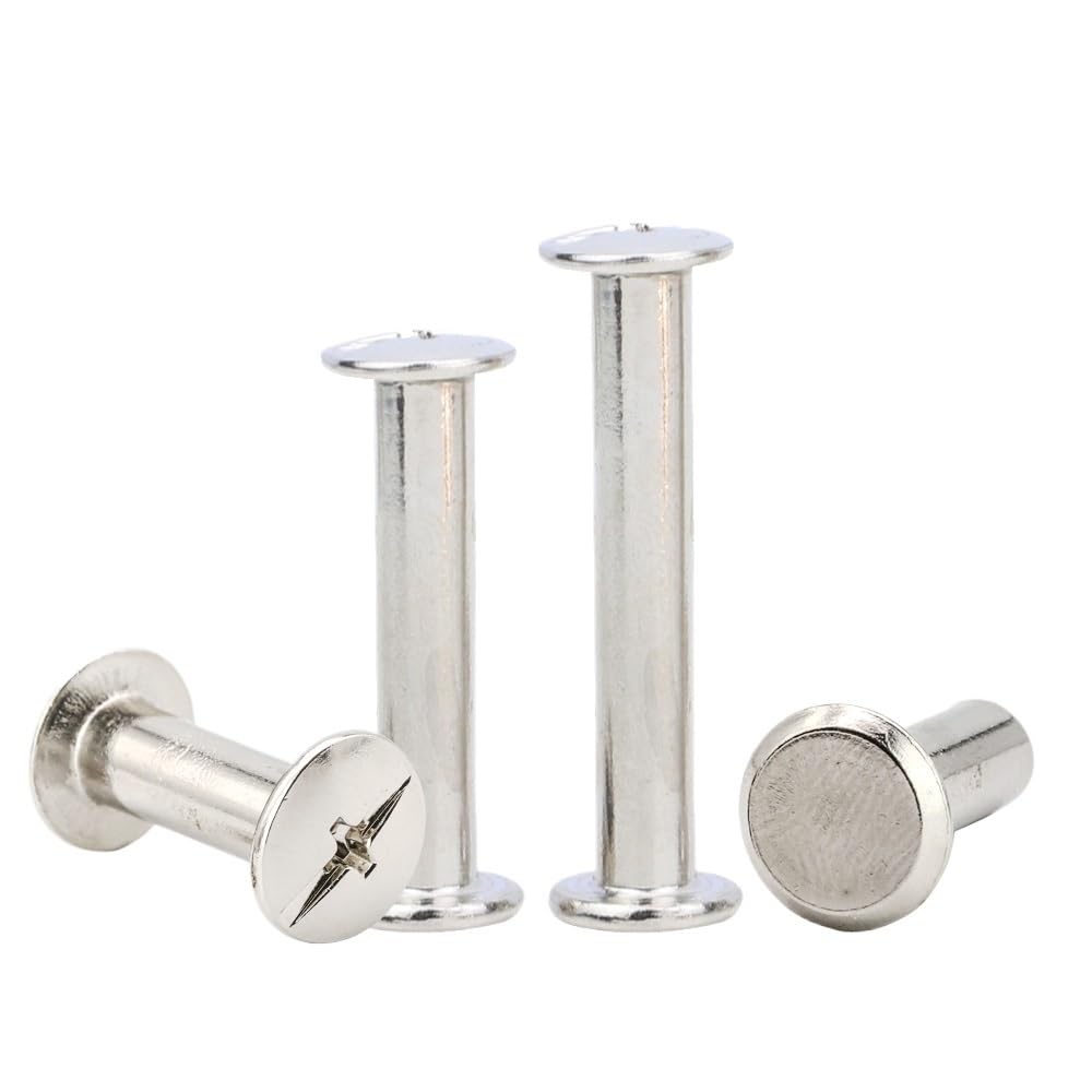 Binding Screws M3 M4 M5 M6 Stainless steel Head Rivet Assembly Bolt for Book Binding DIY Leather Craft(35mm,OD 4mm(M3) 10sets)