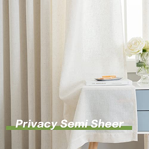 Oyring Faux Linen Light Filtering Pinch Pleated Curtains For Living Room, Semi Sheer Window Curtains With Tieback And Hooks 1 Panel 84" W X 84" L #TOP4