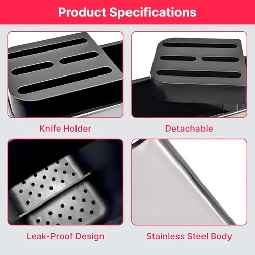 Image of Zapsol Spoon Stand for Kitchen Steel Cutlery Stand Spoon Organizer for Kitchen Cutlery Holder for KitchenCountertop Forks Spatula Knives Spoon Holder Rustproof Durable (Knife Stand)