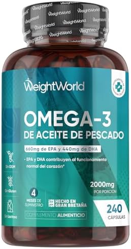 Omega 3 2000mg - 240 Perlas de Aceite de Pescado (660mg EPA + 440...