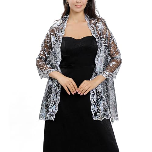 Ralcosuss Women’s Sequins Glitter Pashmina Scarf Shawl and Wrap for Evening Party Dresses Wedding Bride Bridal Gifts4