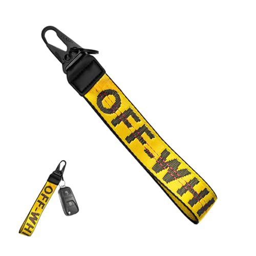 Image of DXNQ Car Keychain, Fabric Keychain Wrist Lanyard, Key Ring for Cars Keys Wallets Jeans Decoration, Car Accessories (Yellow)