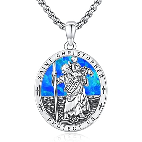 St Christopher 925 Sterling Silver Necklace Cover