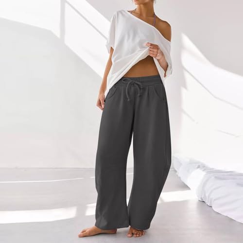 Baggy Barrel Sweatpants Women Drawstring High Waisted Y2k Sweatpants Wide Leg Lounge Pants Trendy Sweat Pants3