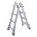 Snow Fox Extension Ladder, 17 Feet Aluminum Extension Multi-Position Ladder Adjustable Telescoping Ladder with Protective Lock and 2 Wheels