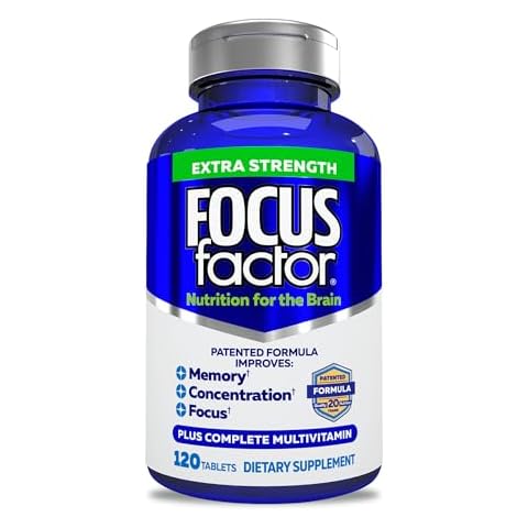 Focus Factor Adults Extra Strength, 120 Count - Brain Supplement for Memory, Concentration and Focus - Complete Multivitamin with DMAE, Vitamin D, DHA - Trusted Health Vitamins Cover