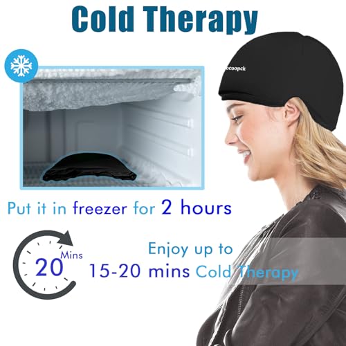 Image of Cold Cap for Chemotherapy Patients, Chemo Care Package for Women and Men, Migraine Ice Cap, Ice Hats for Migraines, Head Cooling Pack for Headache, Cooling Hat for Stress Relief