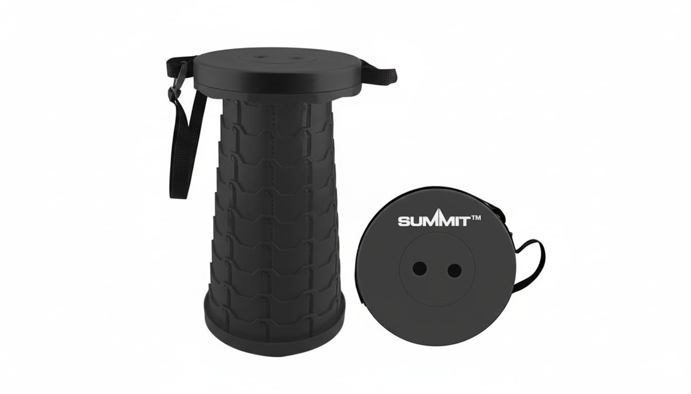 Venture Hut Lightweight Outdoor Stool Collection – Tripod Stool or Portable Folding Stools – Compact Travel Seating with Integrated Handles - BLACK