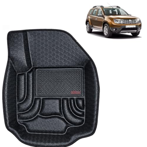 Image of OTO2EYE Car Floor Mat 4.5D Compatible for Renault Duster (2012 to 2014) All Model, 100% Waterproof Tray Shape, Set of 3 Pieces, Top Notch PVC 4.5D Foot Mats, Washable, 1 Year Warranty