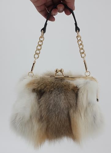 Image of Luxurious Fashion Natural Fox Fur with Hair Handbag for Women and Ladies