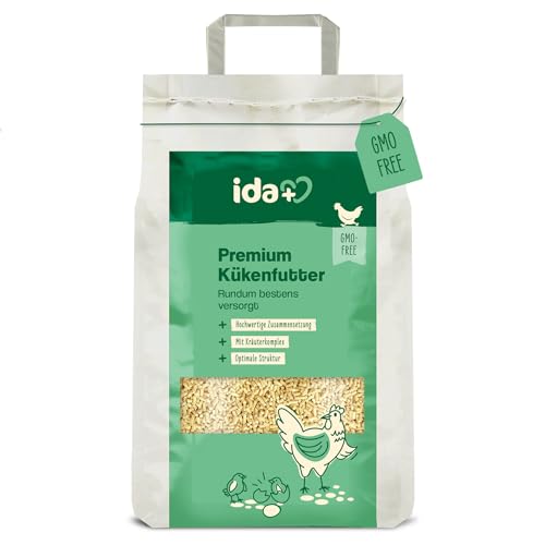 Ida Plus Kükenfutter Spezial Aufzuchtfutter mit hochwertiger Zusammensetzung für Hühner-Küken Kükenstarter für exzellentes Wachstum & Perfekter Akzeptanz OHNE GENTECHNIK 5 Kg