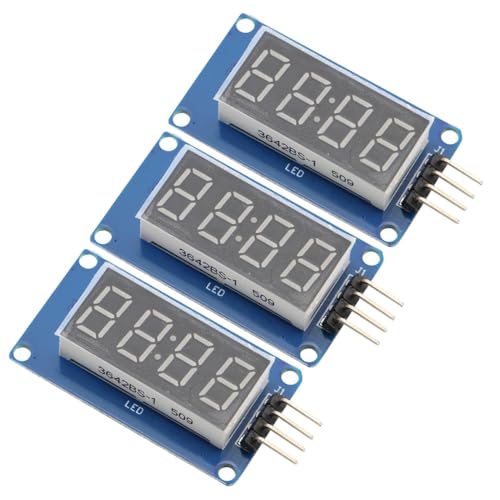 DEWOTHV TM1637 Module d'Affichage Numérique à Tube 4 Bits avec Affichage LED 0,36 pouce 3,3/5 V CC Luminosité Réglable Tube numérique rouge 7 segments pour Arduino (Paquet de 3)