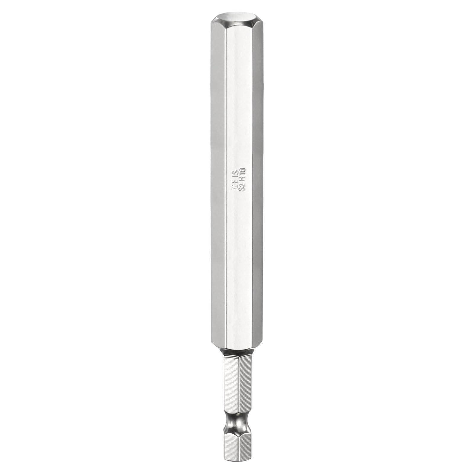 sourcing map H10 Hex Head Screwdriver Bit 10mm Metric Flat Tip 1/4" Hex Shank 100mm (4") Long Magnetic Hexagonal Screw Drill Bit Wrench Chrome Plated Power Driver Socket