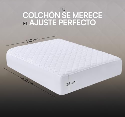 Miniatura 2 de Utopia Bedding Protector De Colchón Acolchado 150x200 Cm, Microfibra, Transpirable, Funda Para Colchon Estira Hasta 38 Cm De Profundidad Cama 150 Blanco