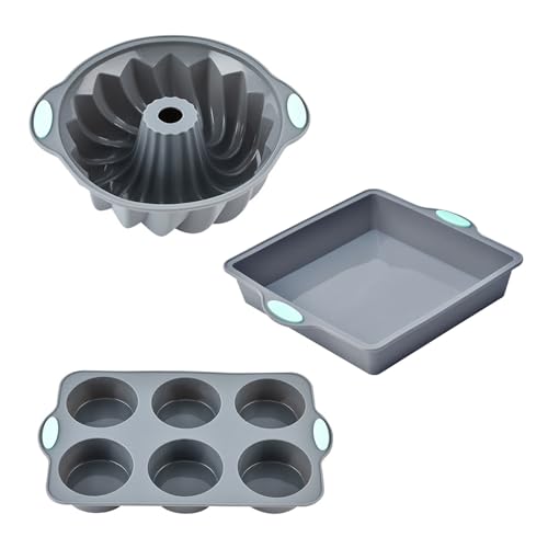 Tilizan 3 pezzi Stampo in Silicone per Dolci, Set da Forno in Silicone, Teglia Antiaderente in Pagnotta, Senza BPA, per Cuocere Pane, Torte e Altri Dolci