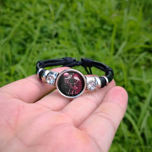 WUSHIMAOYI Personalized 12 Zodiac Constellation Beaded Hand Woven Leather Bracelet Customize Your Own Style2