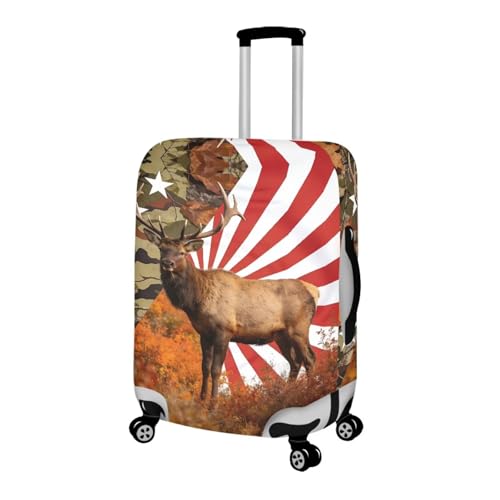 Image of Mumeson National Flag Deer Luggage Cover for Suicase Dust Protective Anti Scratch Washable Baggage Cover Zip Closure Easy to Install