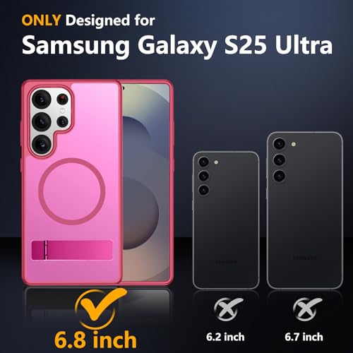 Image of SPIDERCASE Magnetic for Samsung Galaxy S25 Ultra Case, [3 Stand Ways][ Military Grade Drop Protection] with Invisible Stand Slim Phone Case for S25 Ultra 5G,Rose Red