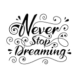 Gravuraufkleber Hör niemals auf zu träumen, Kalligrafie-Design 64x81.9cm Wasserfest Schwarz