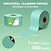Synvicovan Jumbo Roll Industrial Cleaning Wipes, Super Absorbent Heavy Duty Cloths, Green (1 Roll of 500 Sheets, 5