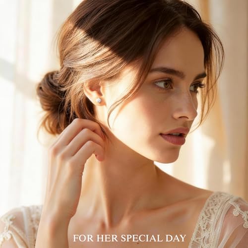 ABSOLUTE Moissanite Earrings for Womens S925 Sterling Silver Stud Earrings Gifts For mom for Her 2 Carat D Color Gold-Plated Birthday With Certificate #Golden — view 2