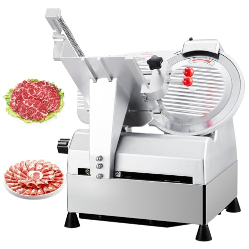 Electric Meat Slicer - 10 Inch Electric Food Slicer With Adjustable Thickness, Stainless Steel Blade, 800W Power, for Home and Commercial Use