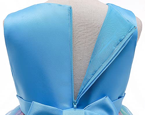 Flower Girls Sequin Party Dress Rainbow Mesh Tulle Princess Lace Ball Gown (Blue, 120) 4-5T #TOP4