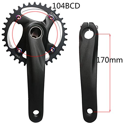 image for GANOPPER 36T Mountain Bike Crankset Single Speed Crankarm with 68mm 73