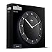 Braun Classic Analogue Wall Clock with Quiet Quartz Movement, Easy to Read, 20cm Diameter in Black, Model BC06B.