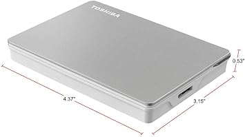 Toshiba Canvio Flex 2TB Portable External Hard Drive USB-C USB 3.0, Silver for PC, Mac, Tablet - HDTX120XSCAA