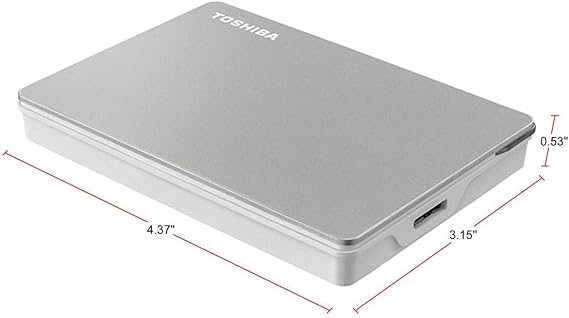 Toshiba Canvio Flex 2TB Portable External Hard Drive USB-C USB 3.0, Silver for PC, Mac, Tablet - HDTX120XSCAA