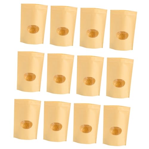 HOOTNEE 50 Pcs Kraft Paper Bag Picnic Storage Bags Zipper Paper Bags Zippered Storage Bags Self Sealing Food Zipper Snacks Sealed Bags Food Sealing Bags Kraft Food Pouches Stand