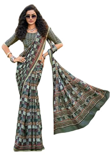 Sari 15571 en soie imprimée : un cadeau d'exception en textile doux et raffiné pour femme