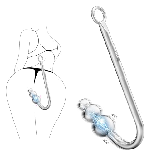 Vibrating Anal Hook Anal Plug, 3 Balls Anal Vibrator Anal Trainer Butt Plug with 9 Vibration Modes, Metal Anal Dilator Vagina Hook G Spot Stimulator SM Sex Toys for Beginners Gay Women Couples