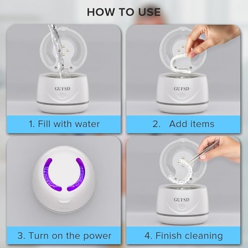 Image of Ultrasonic Retainer Cleaner, 180ML /45kHz Portable Ultrasonic Jewelry Cleaner, Quiet Operation Ultrasonic Cleaner Machine for All Dental Appliances