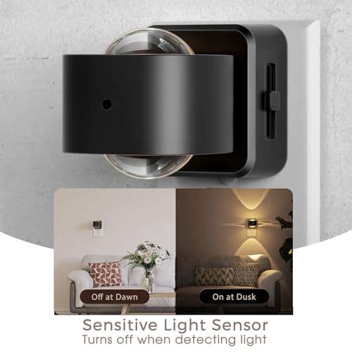 Briignite Night Light Projector, LED Night Lights Plug into Wall, 180° Rotating Night Light for Kids, Dusk to Dawn Sensor, 0-150LM Dimmable, Warm White Ambient Lighting for Bathroom, Gifts, 2 Pack
