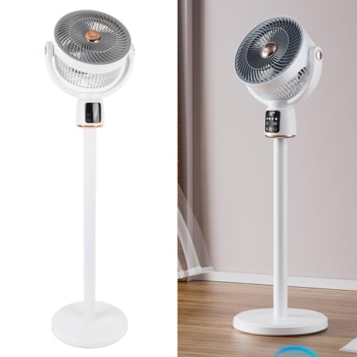 Ventilador Oscilante de Pie, 90 ° + 130 ° Circulación de Aire Ventiladores de Pedestal con Temporizador de 12 H y 12 Velocidades, Ventilador de Piso Tranquilo Ajustable con