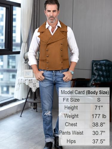Ceehuteey Mens Suit Suede Double Breasted Vest Classic Groomsmen Wedding Waistcoat Leather Big Lapel2