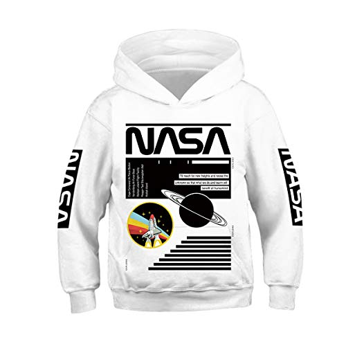 Pull à capuche blanc enfant astronaute confortable 11-12 ans