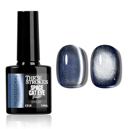 Image of THR3E STROKES 9D Glitter Cat Eye Gel Finish Magnetic Nail Polish Art Manicure DIY at Home Soak Off UV Gel 7.5ML (CE18, 7.5ML)