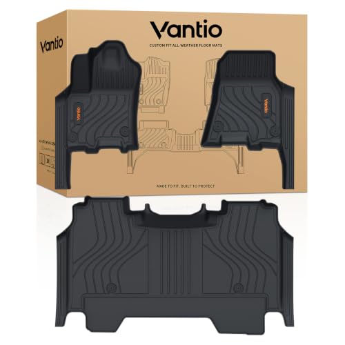 Image of Floor Mats for Ram 1500 2025 2026 2027 Crew Cab Without Rear Under-Seat Storage Fit Bucket Seat (Not for Quad Cab&Bench Seats), All Weather TPE Custom Fit Floor Liners 1st & 2nd Row, Black
