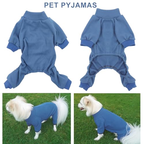 HuaLiSiJi Hundepyjama Kleine Hunde Schlafanzug,Elastisch und Bequem Weich und Warm Einfach an und Auszuziehen für Kleine und Mittelgroße Hunde Geeignet (Haze Blue, 3XL)