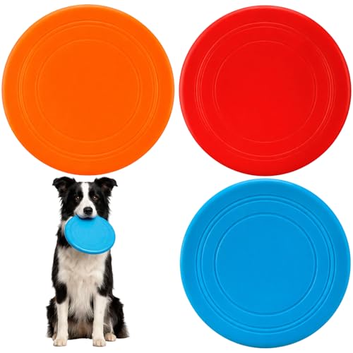 YcsRnn Dog Frisbee Indestructible Frisbee Dog Toy for Outdoor Play for Dogs Orange Red Blue Set of Three